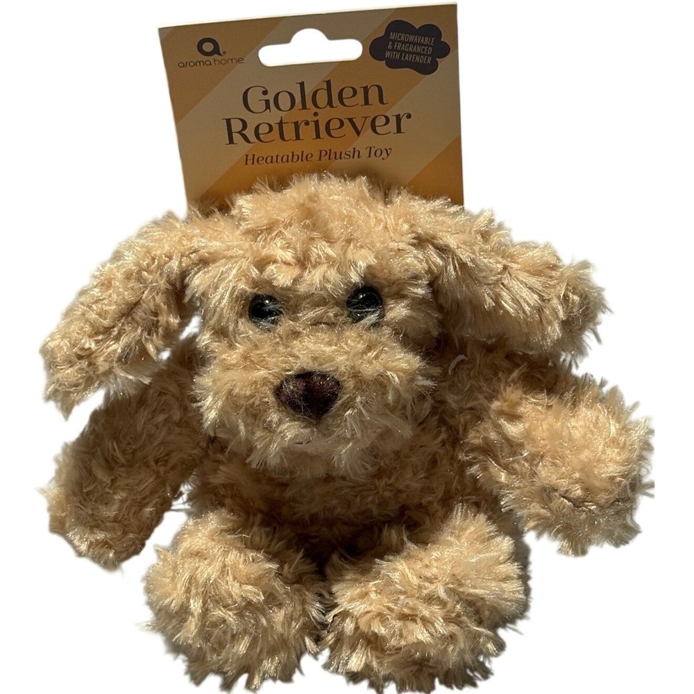 NWT Aroma Home Golden Retriever Heatable Plush Microwaveable Lavender Scented